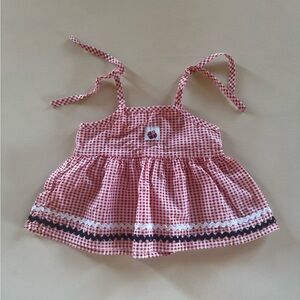 Baby girl red and white gingham ladybug top
